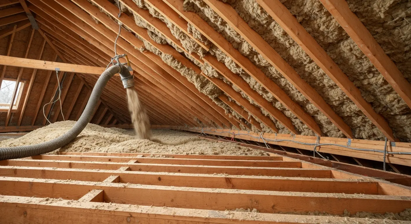 Blown-in insulation installation