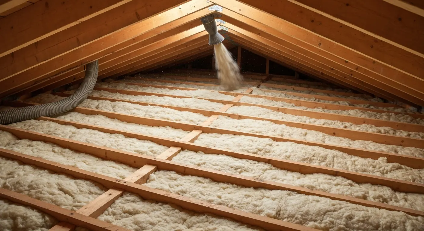 Blown-in insulation installation