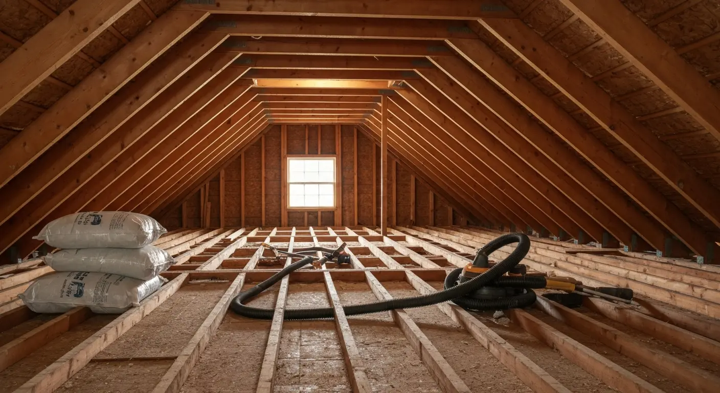 Old insulation removal and attic cleanup