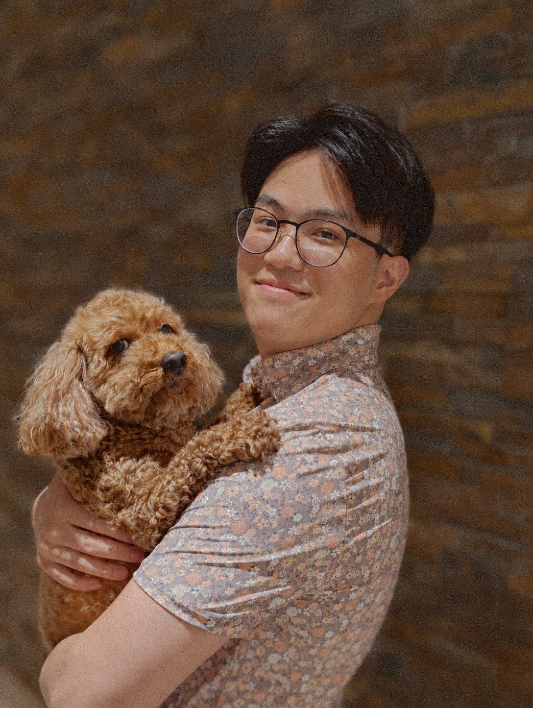 Hinly holding Dodo, the poodle behind Ossu Diamonds