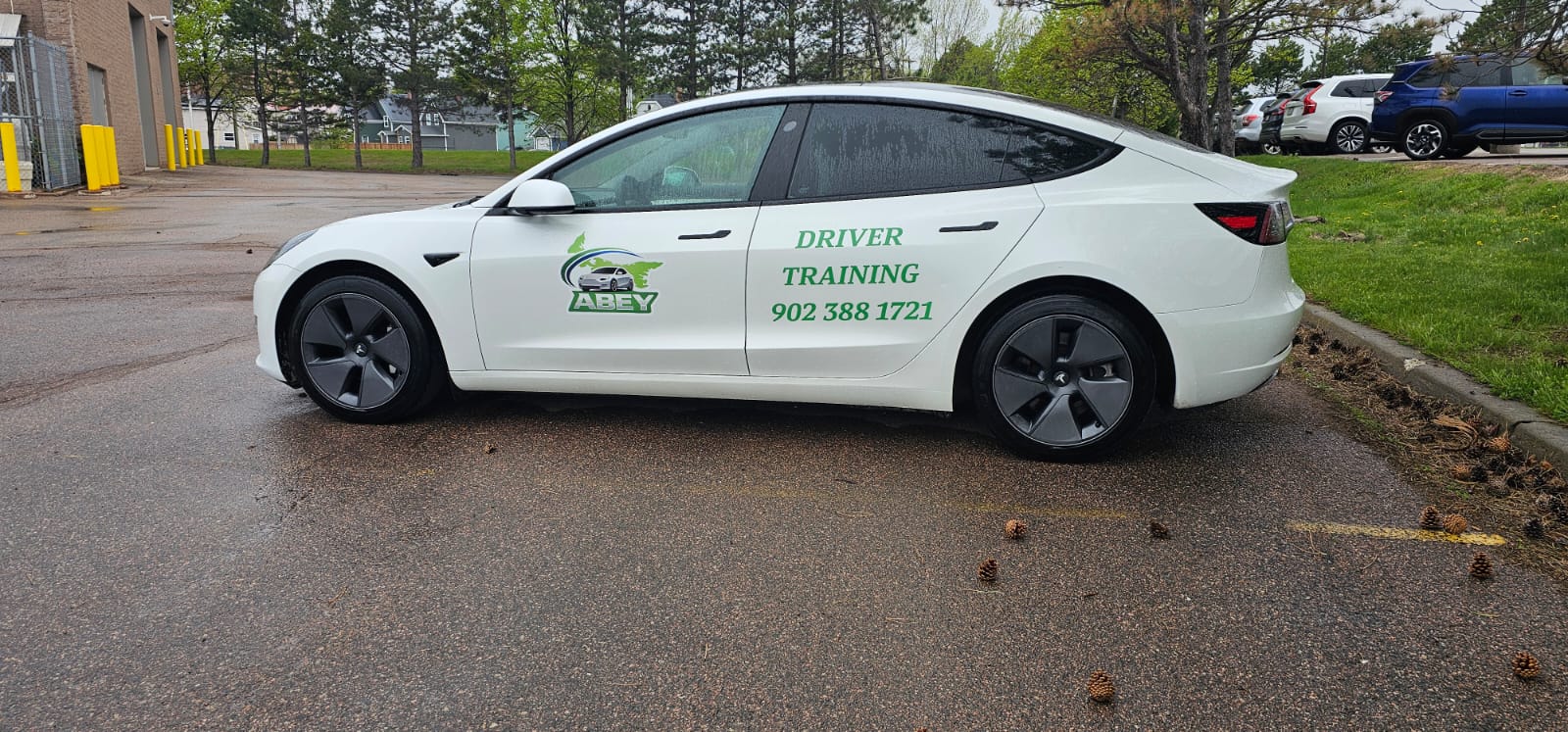 Abey Driving School PEI Tesla training vehicle with advanced safety technology