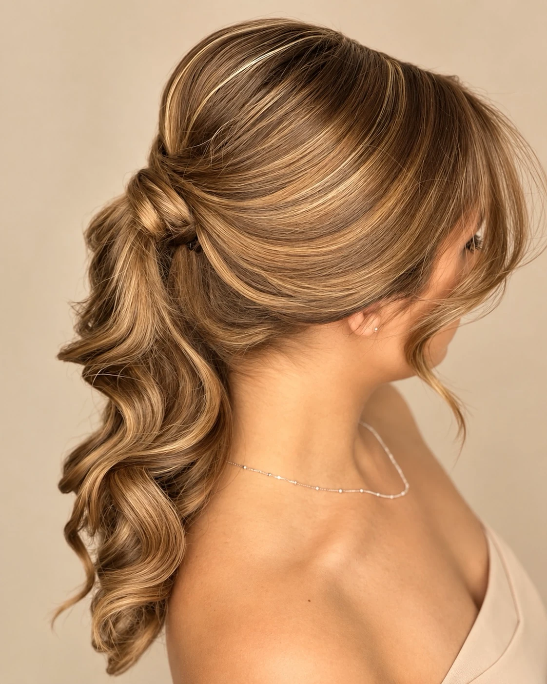 Peinado semirrecogido con ondas y luces — Cabello Corte Fino
