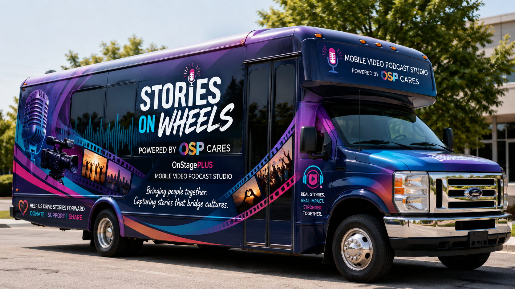 Stories On Wheels exterior mobile video podcast studio mockup