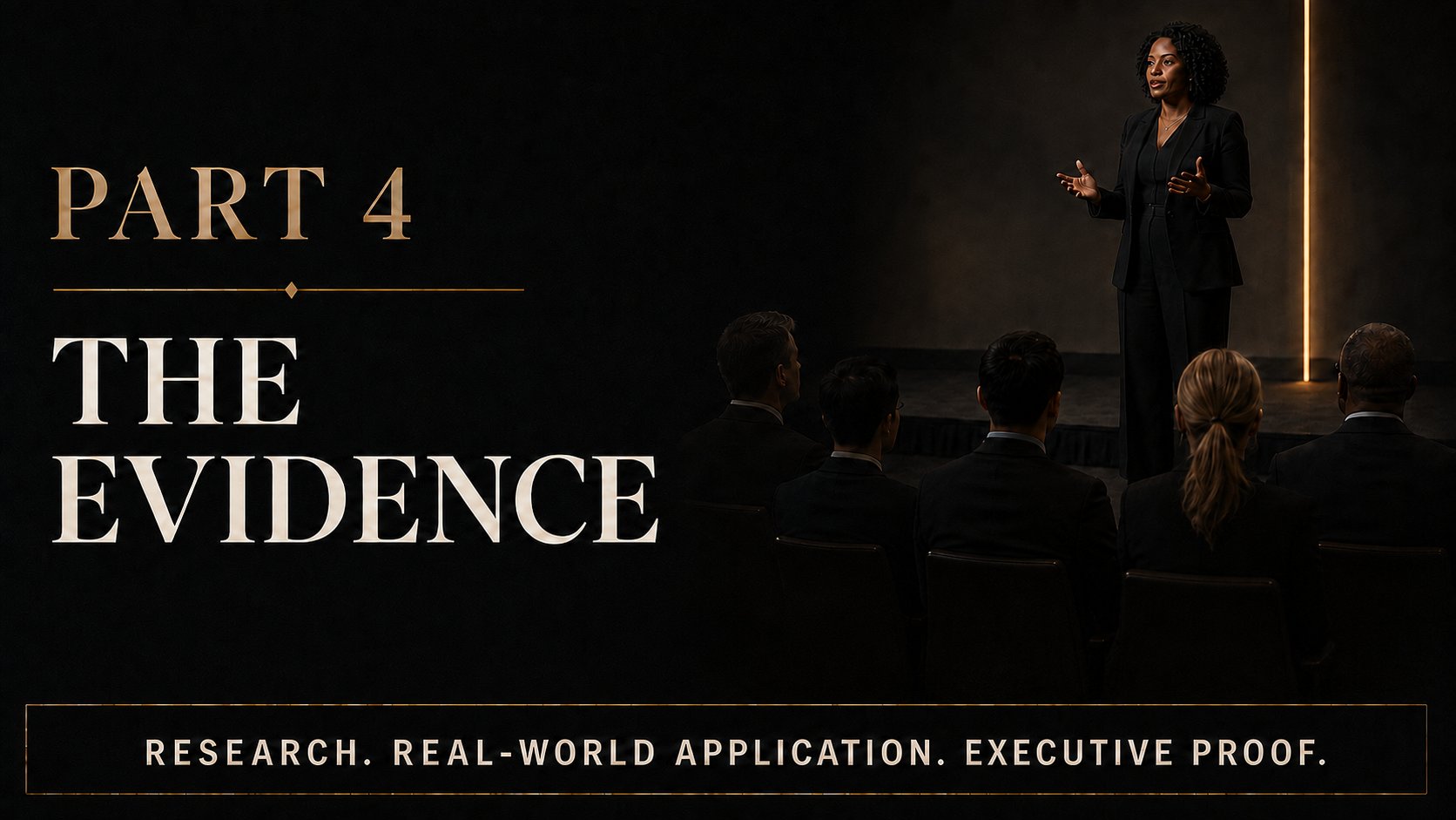 Part 4 — The Evidence. Research. Real-world application. Executive proof.