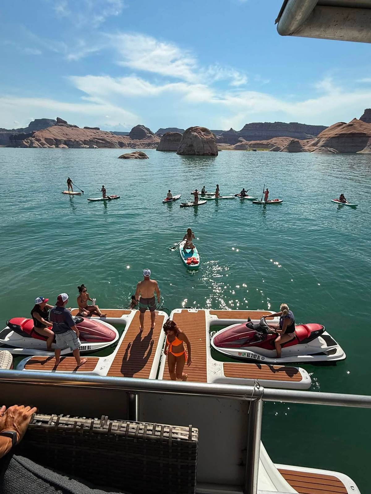 The swim platform and jet skis