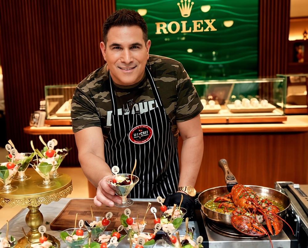 DJ CHEF preparing food at a Rolex event