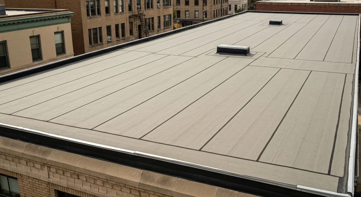 Low-slope commercial roof waterproofing application