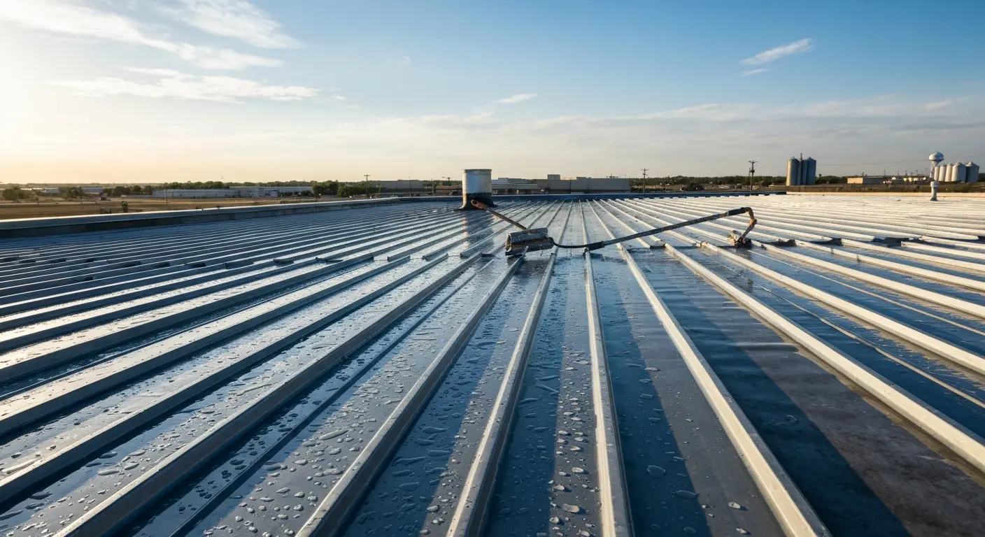 Metal roof silicone coating in Joplin commercial area
