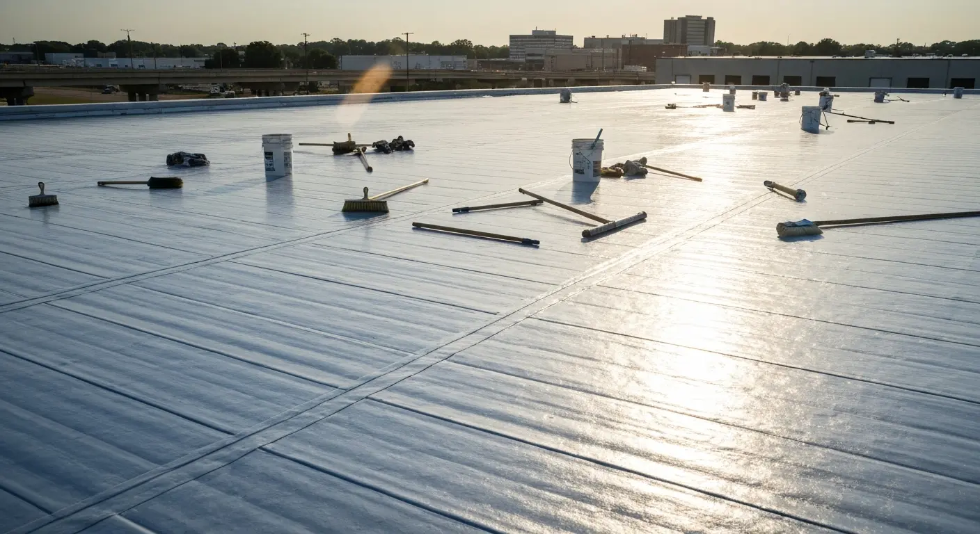 Commercial roof coating system applied in Springfield
