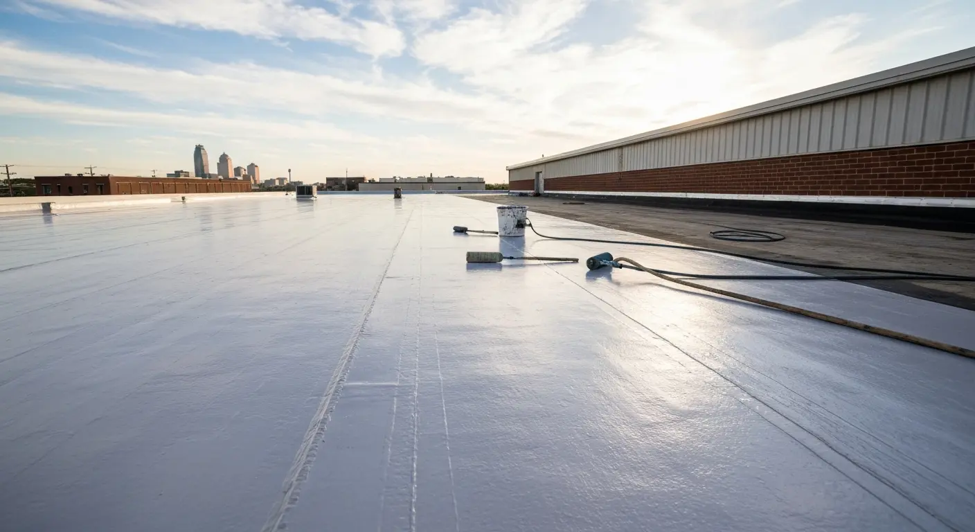 Waterproofing application on commercial roof