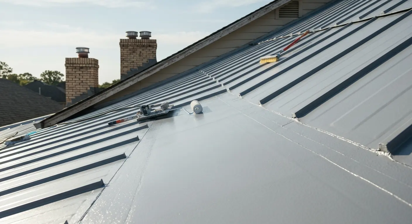 Metal roof coating installation