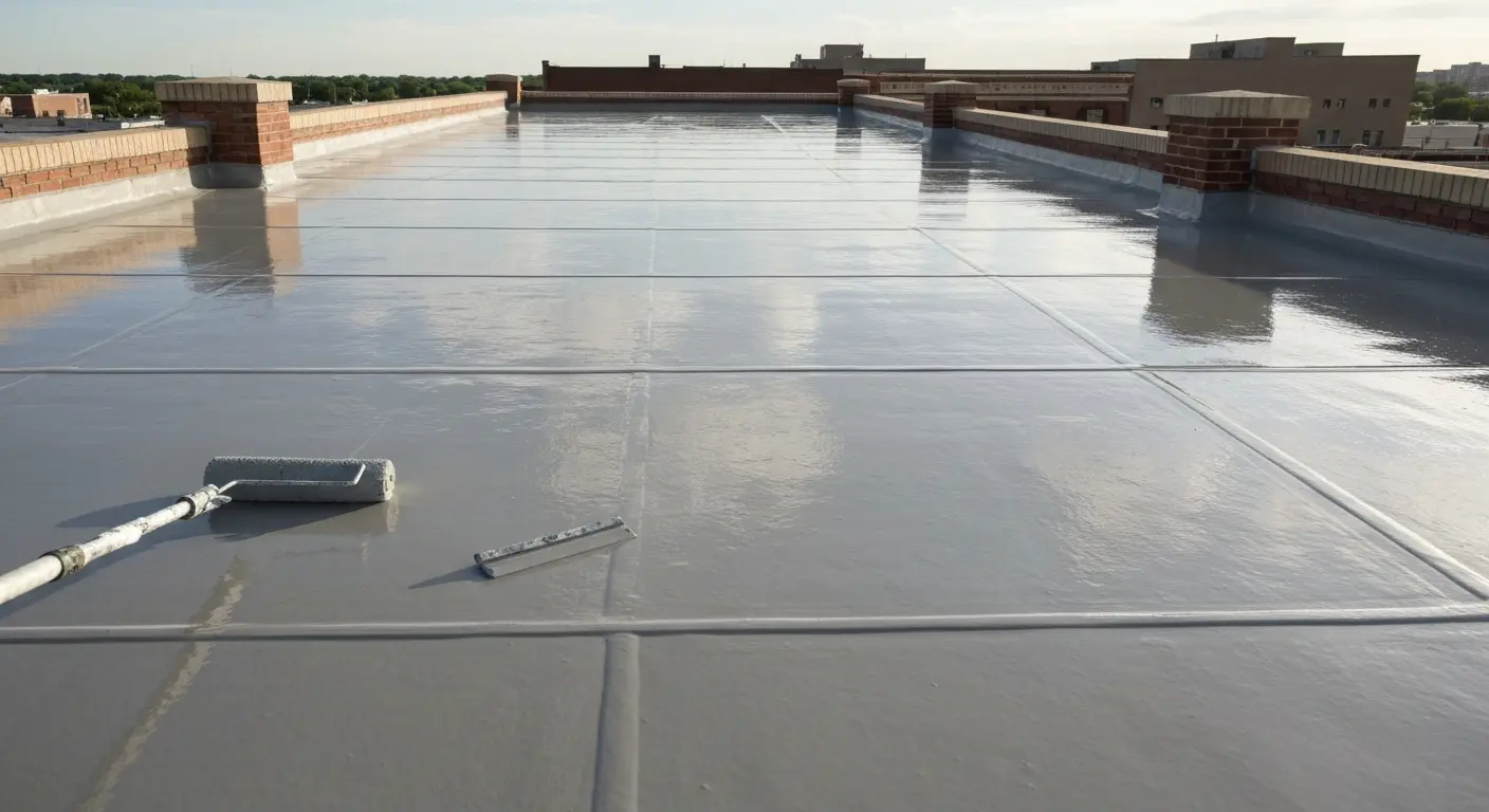 Flat roof coating installation