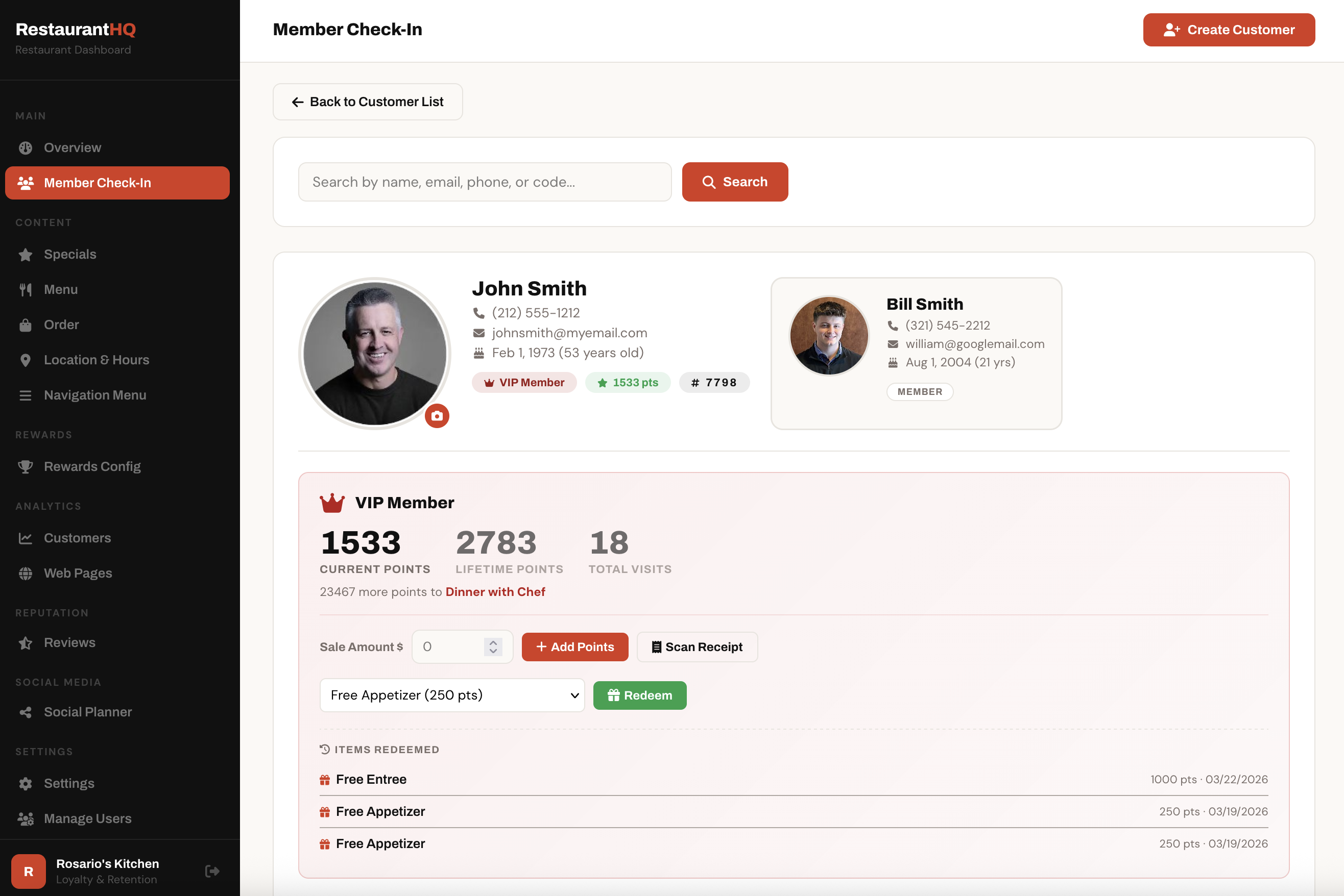 Customer Profile with VIP Status