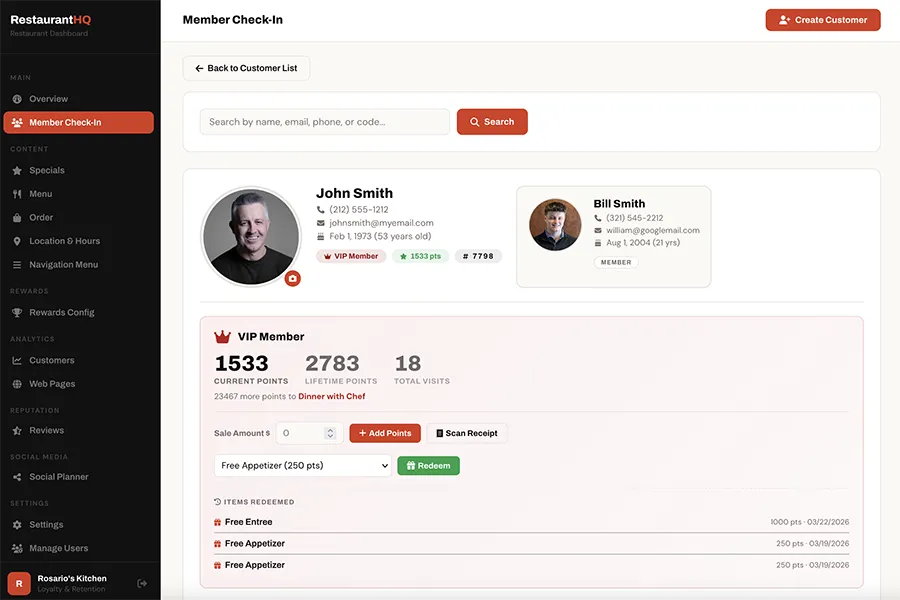 Member profile view