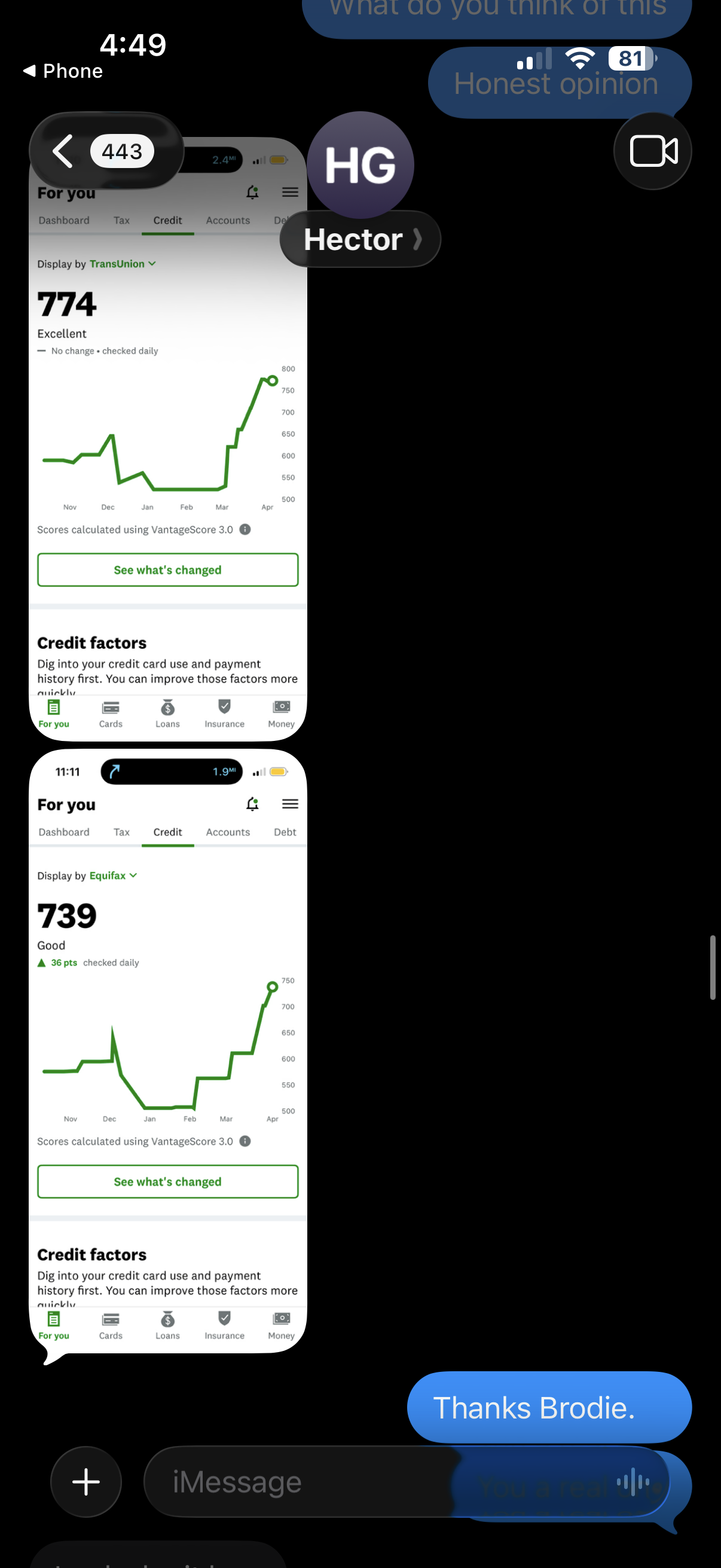 Client result screenshot