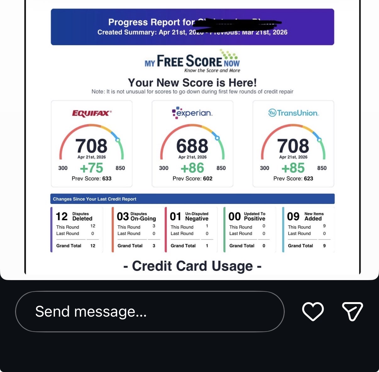 Client result screenshot