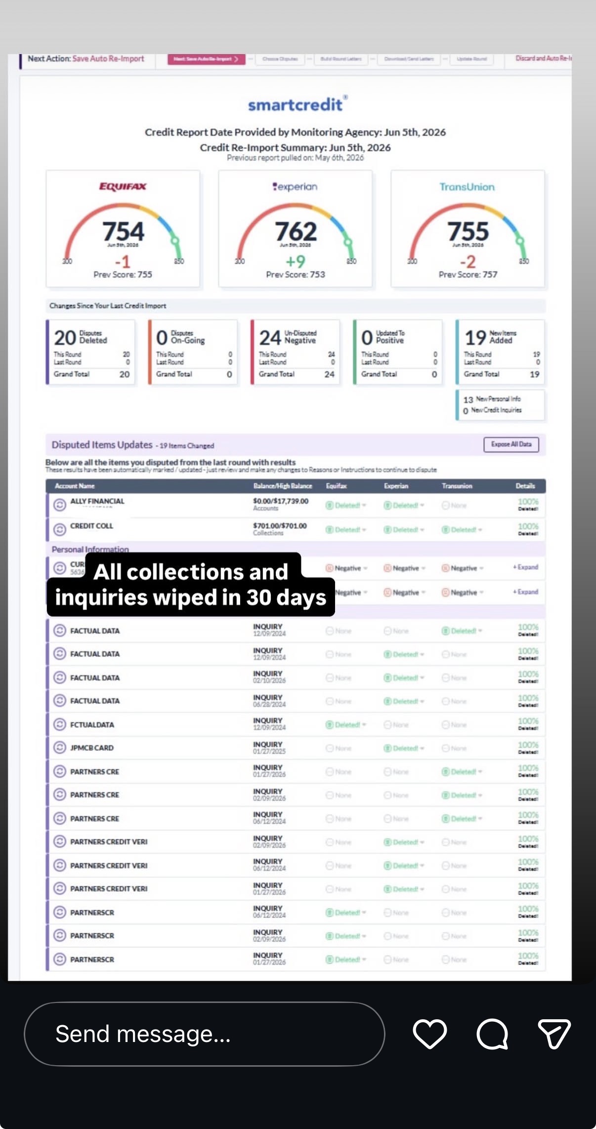 Client result screenshot