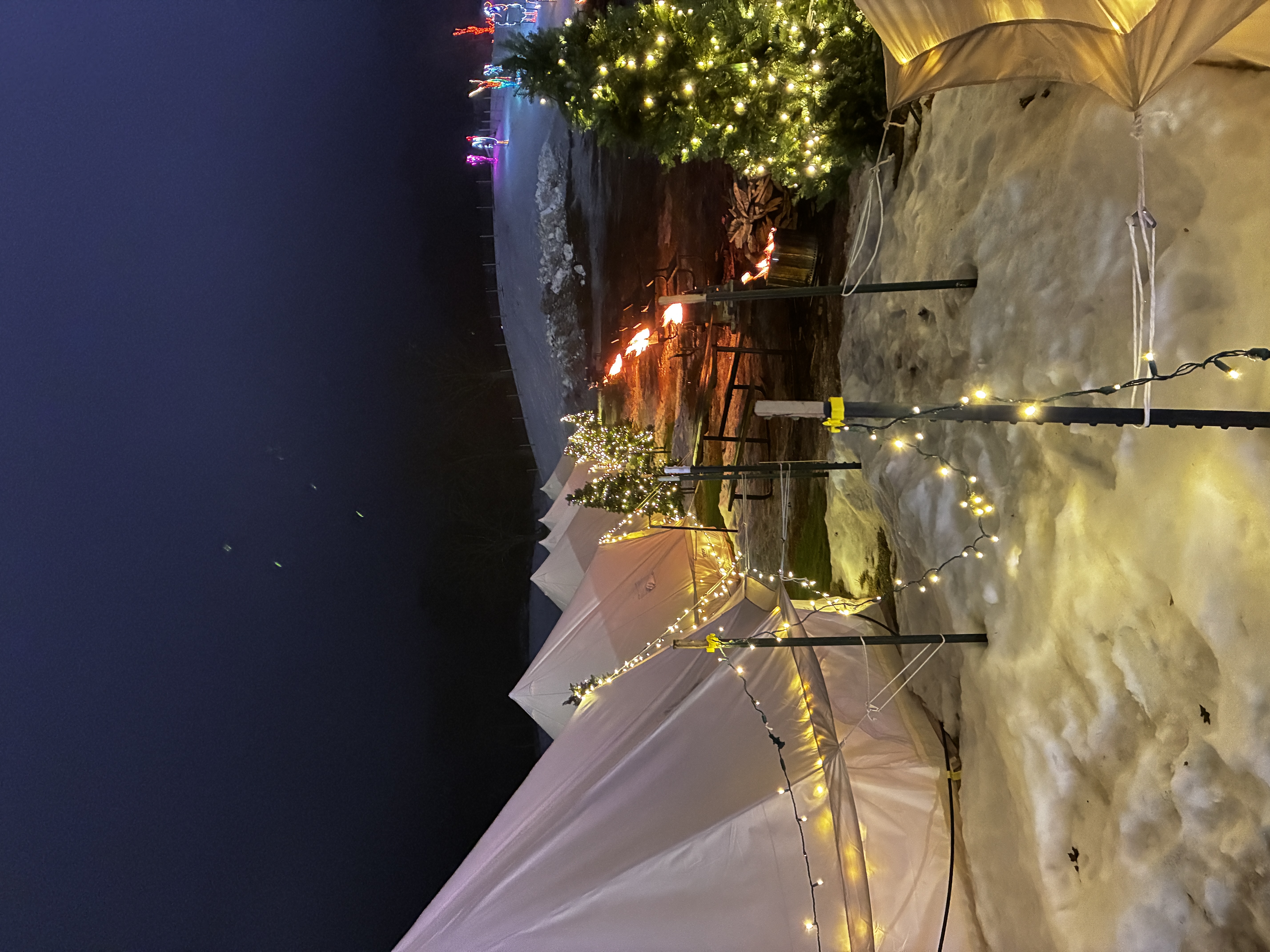 Fire pit and lights at Miracle at Big Rock