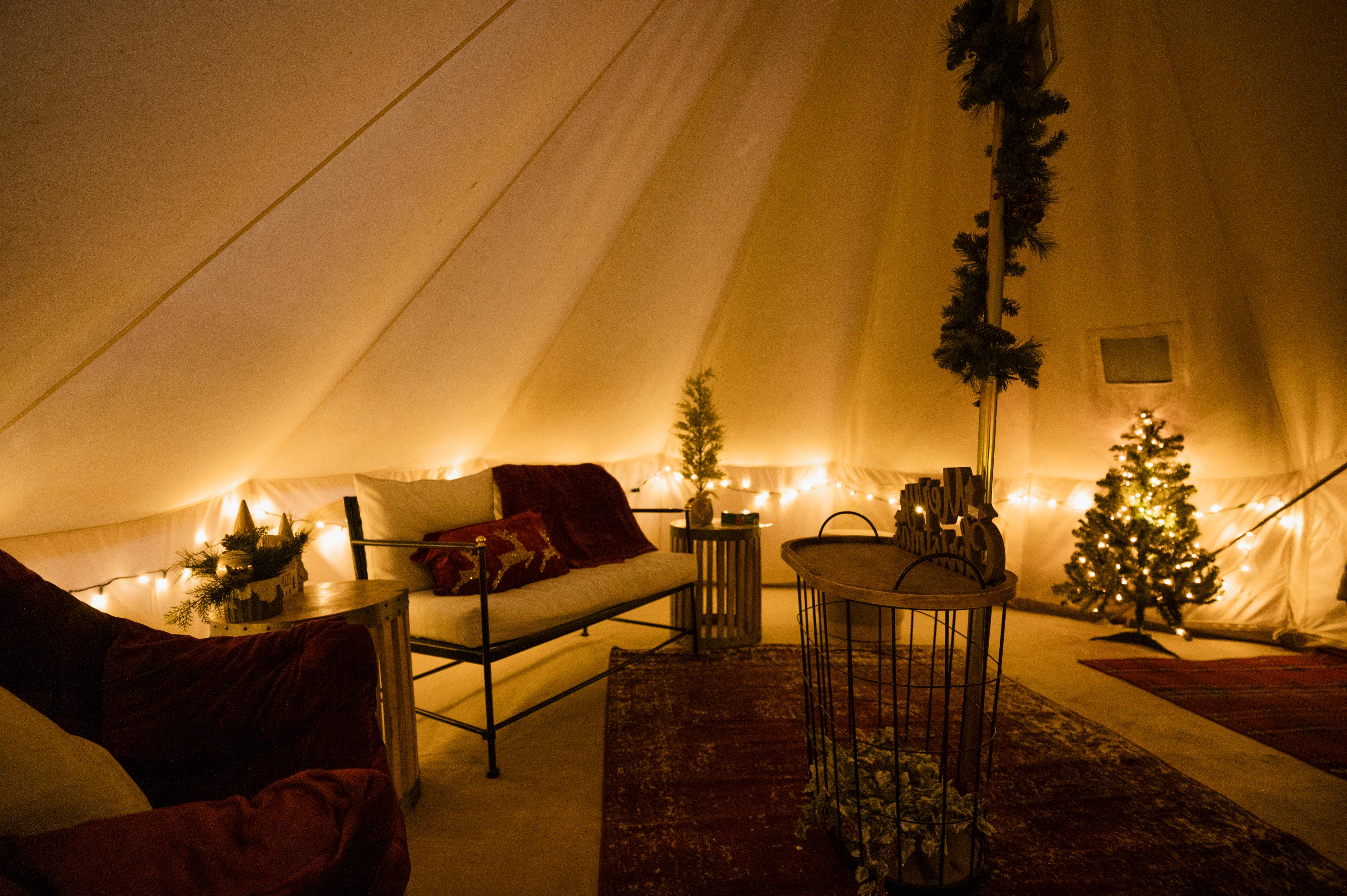 VIP tent experience at Miracle at Big Rock Christmas light show