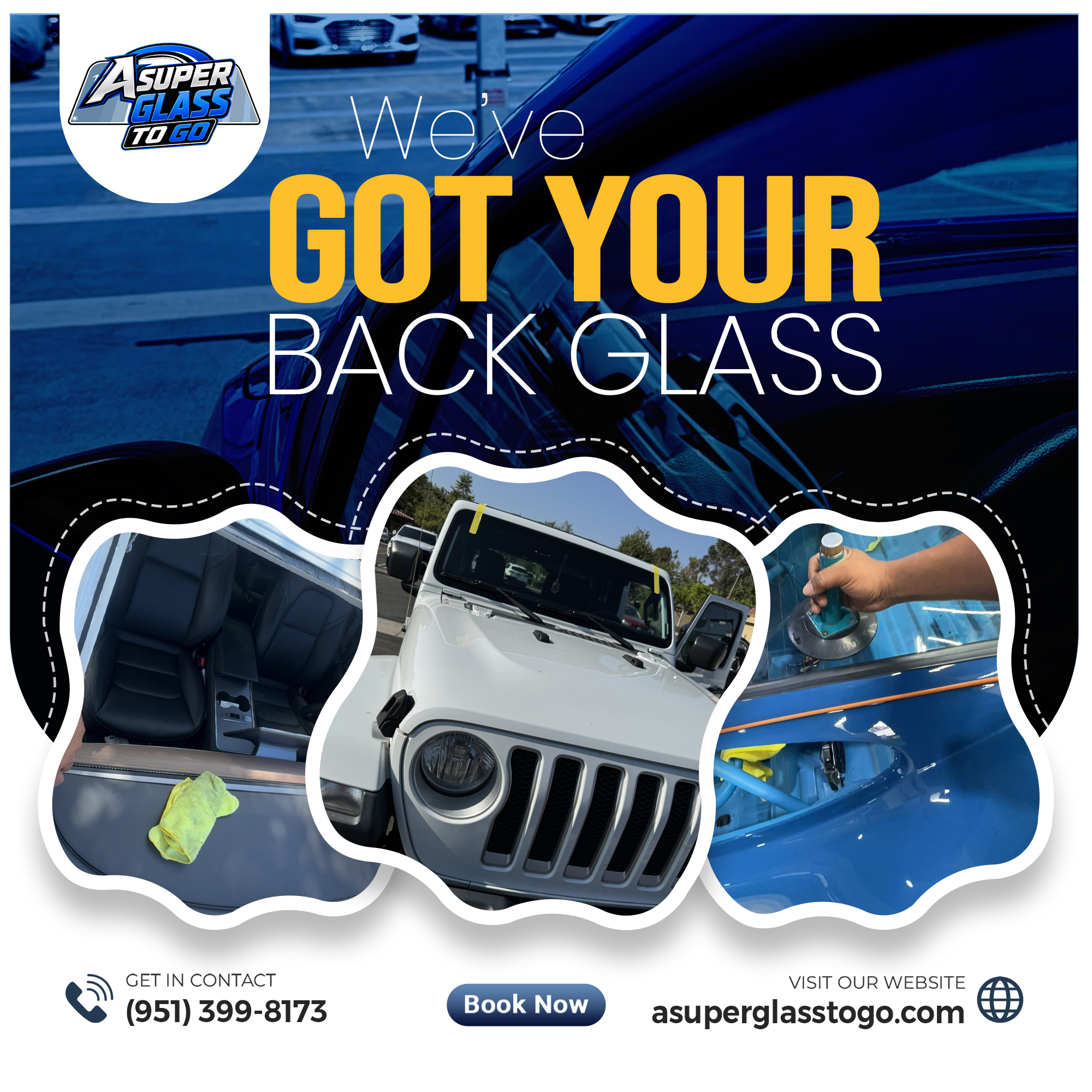 Promotional image showcasing a glass replacement project