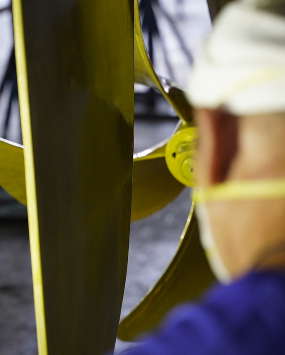 Hull below the waterline during inspection