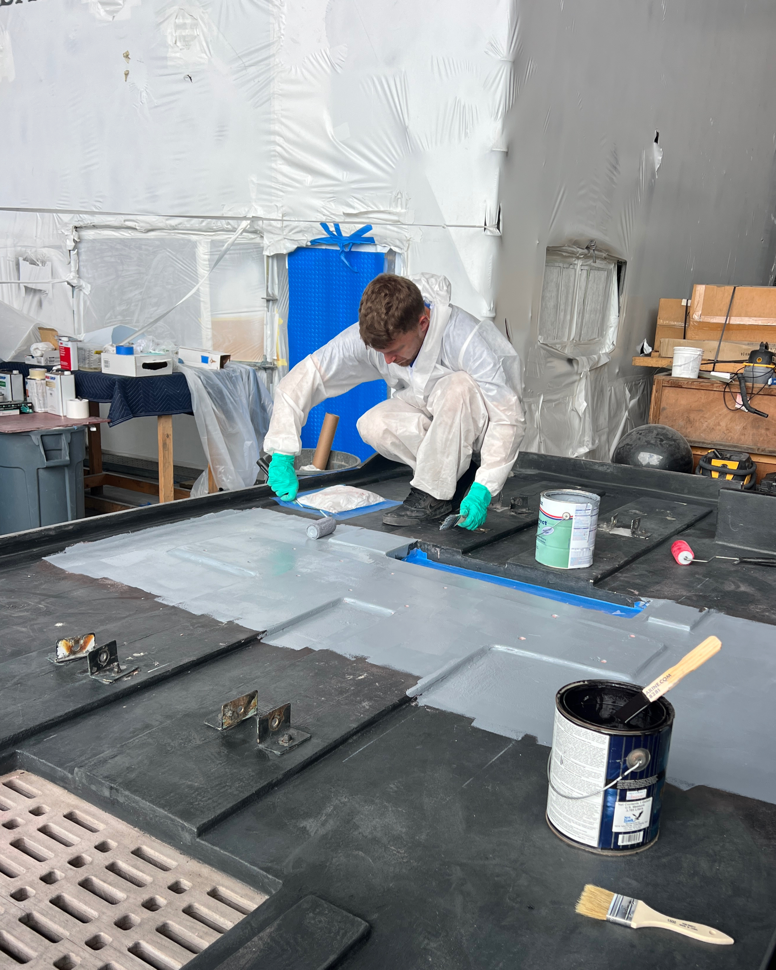Delamination repair in progress