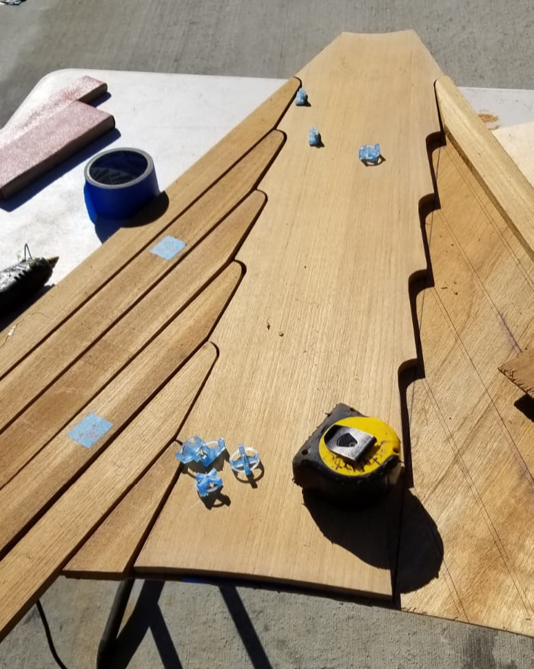 Restored teak deck on a yacht at Lauderdale Marine Center