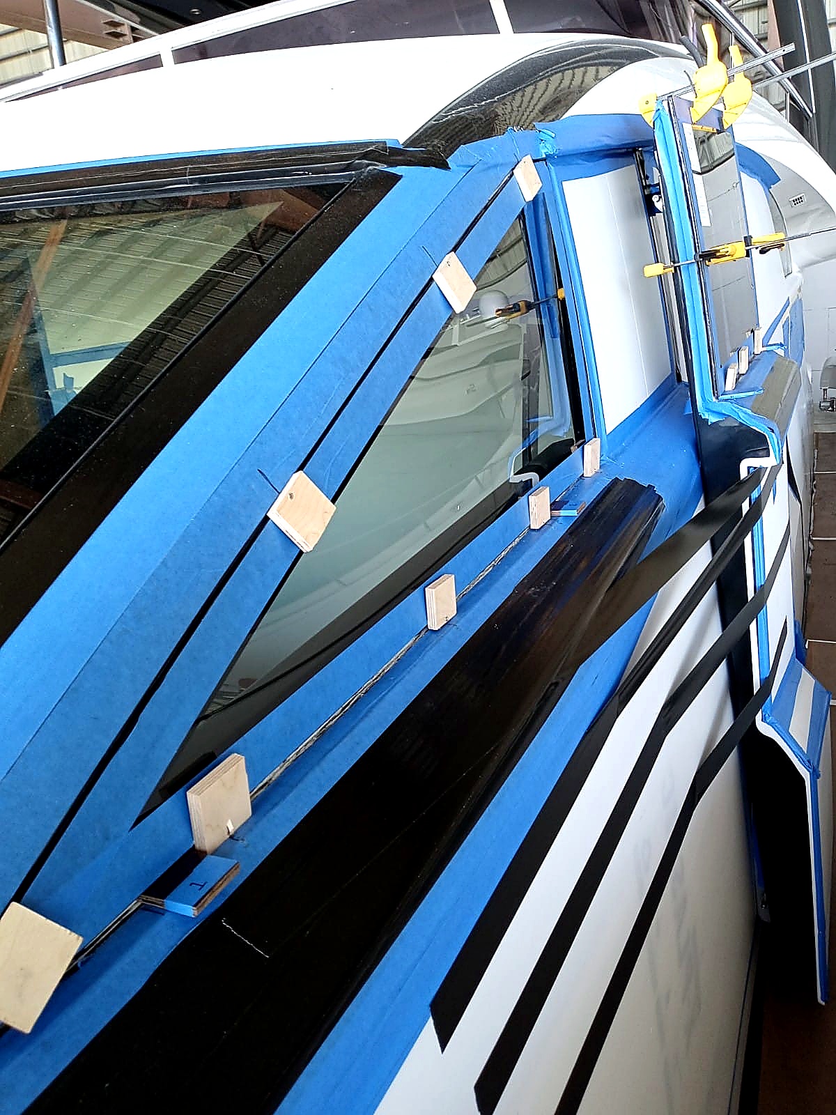 Window removal and reinstallation in progress