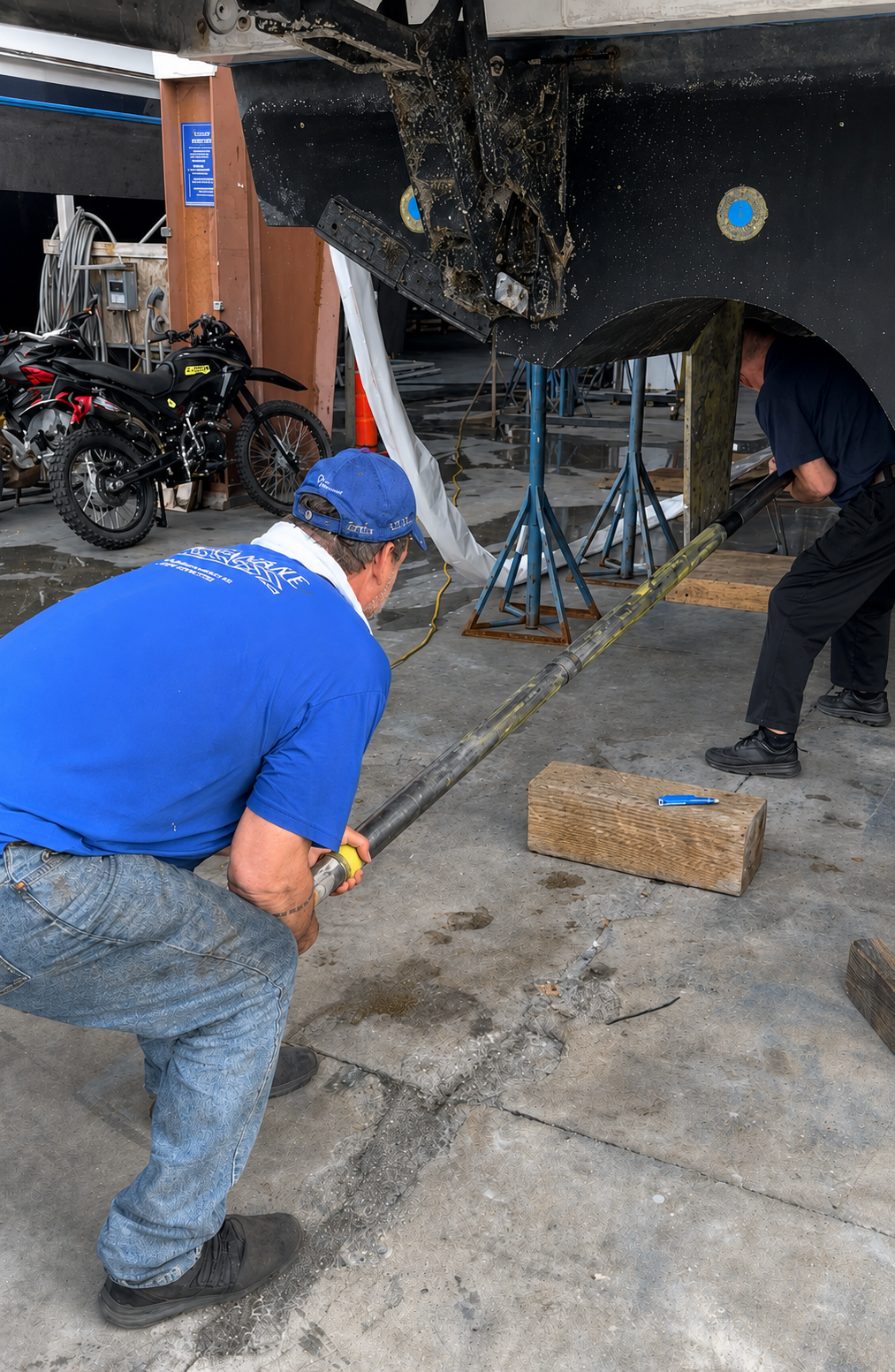 Shaft alignment in progress