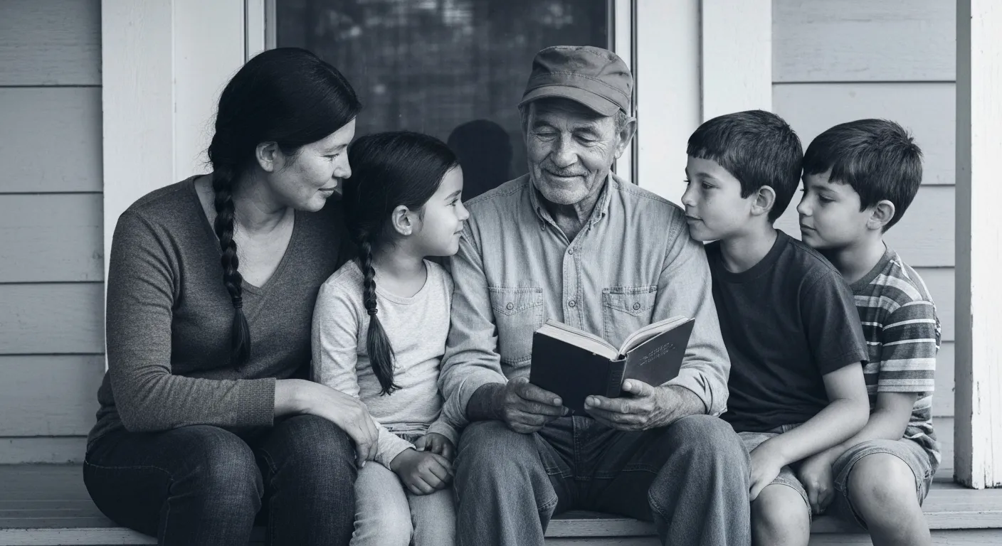 Veteran family on porch