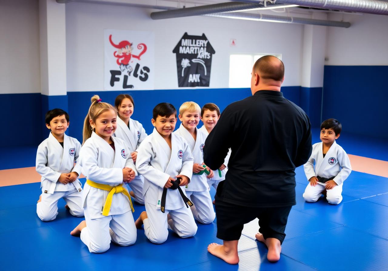 Kids training Brazilian Jiu Jitsu in white gis at Fight Ready