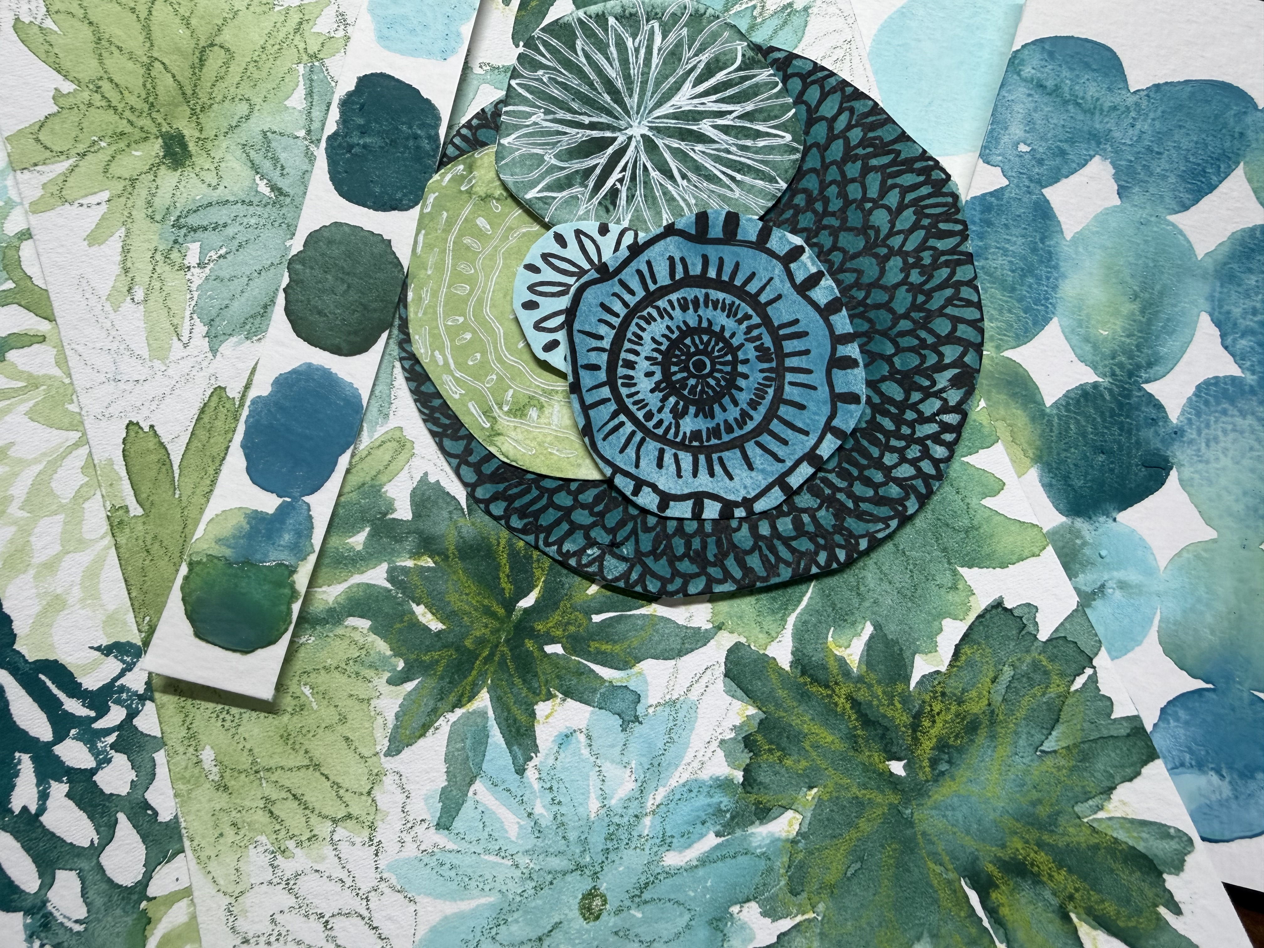 Calming watercolor circles painting
