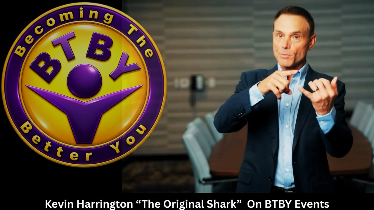 Kevin Harrington featured in a BTBY Events video thumbnail alongside the Becoming The Better You logo