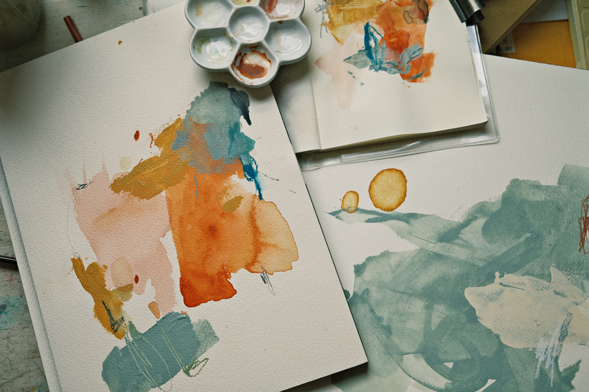 Bible with watercolor practice