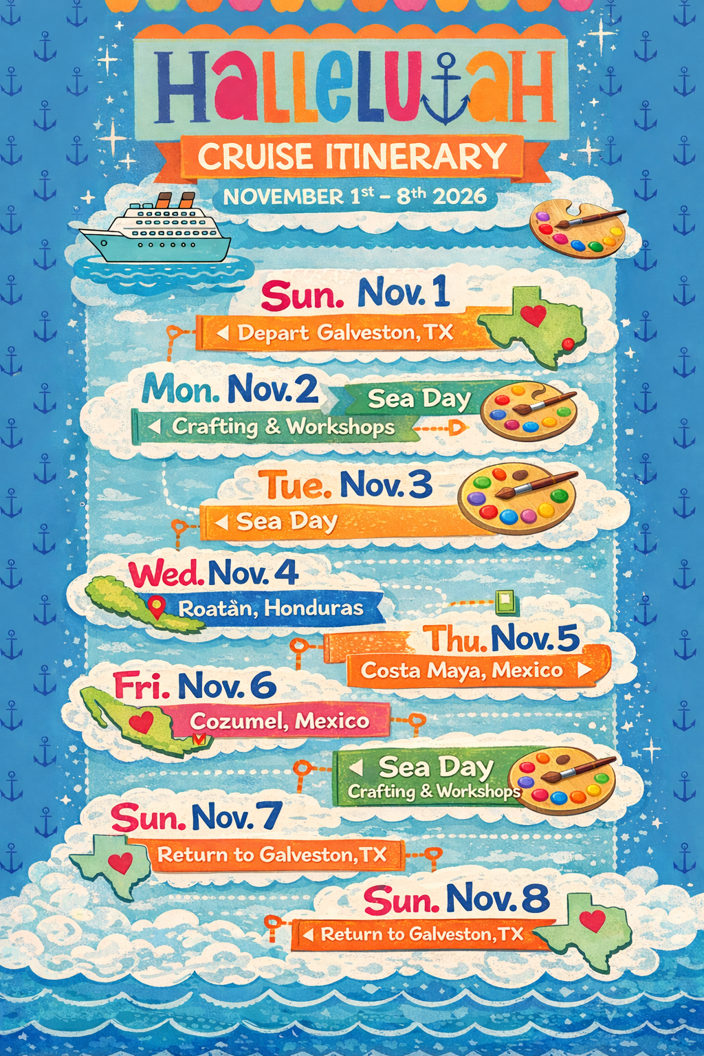 Hallelujah Cruise Itinerary