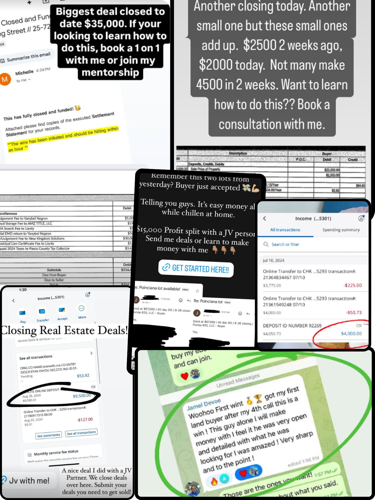 More real estate wholesale results collage