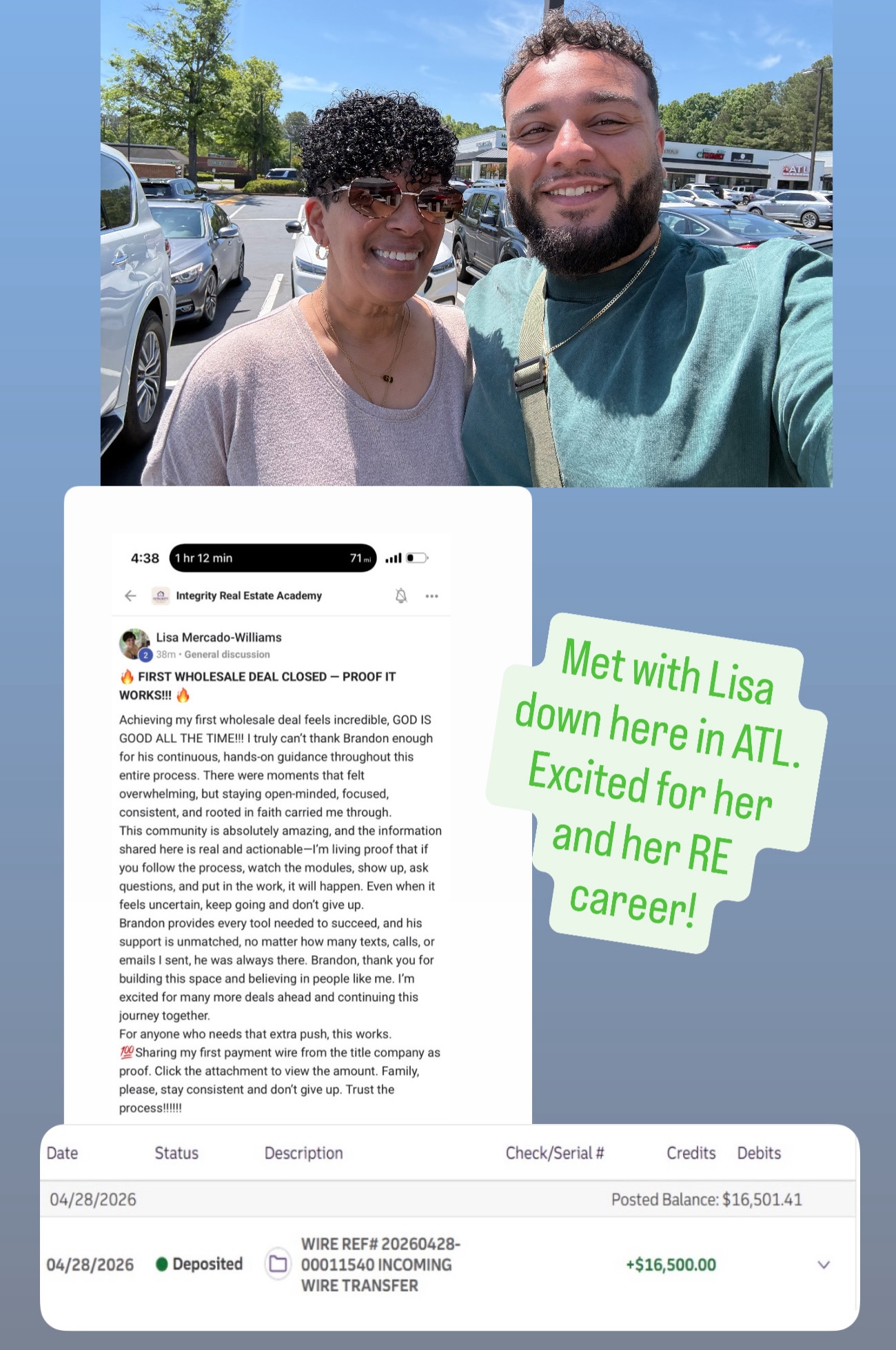 Lisa student first wholesale deal result of $16,500