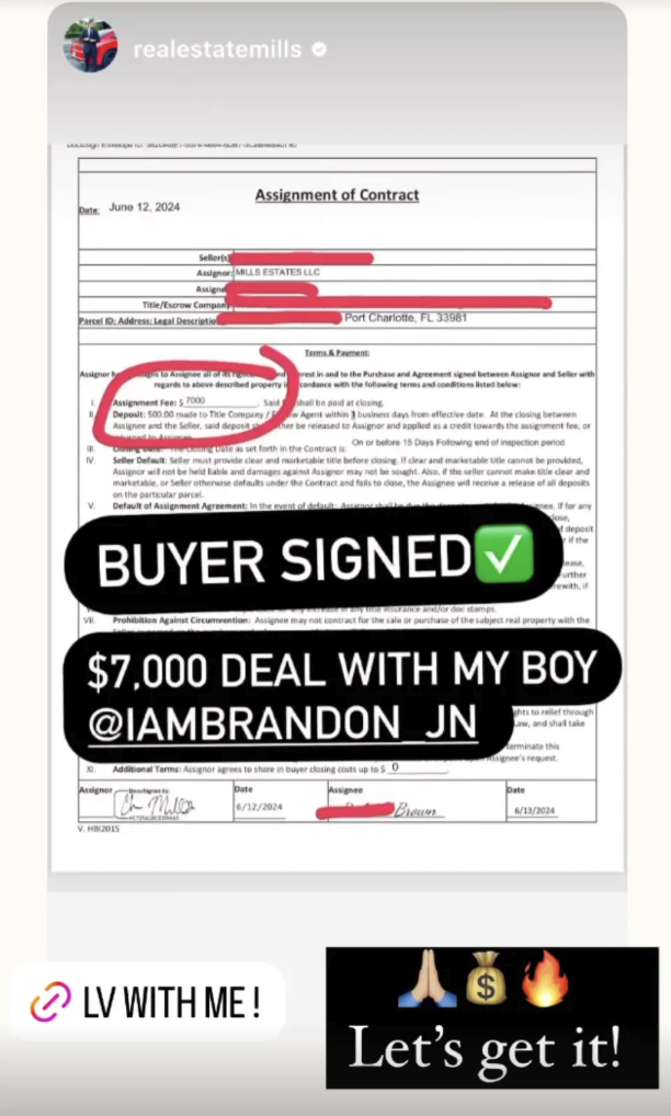 $7,000 buyer signed proof
