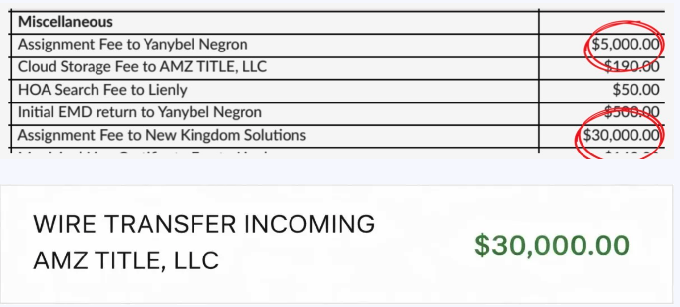 $30,000 wire transfer proof