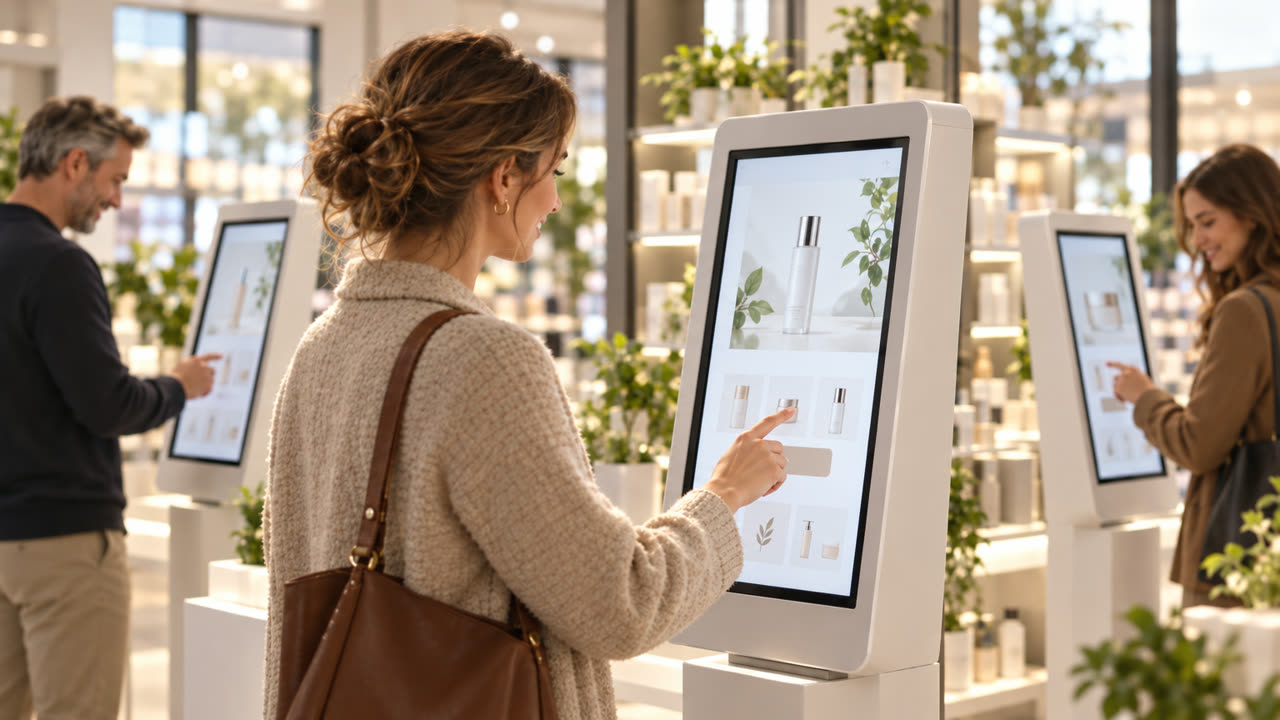 Kundin am Self-Service-Terminal