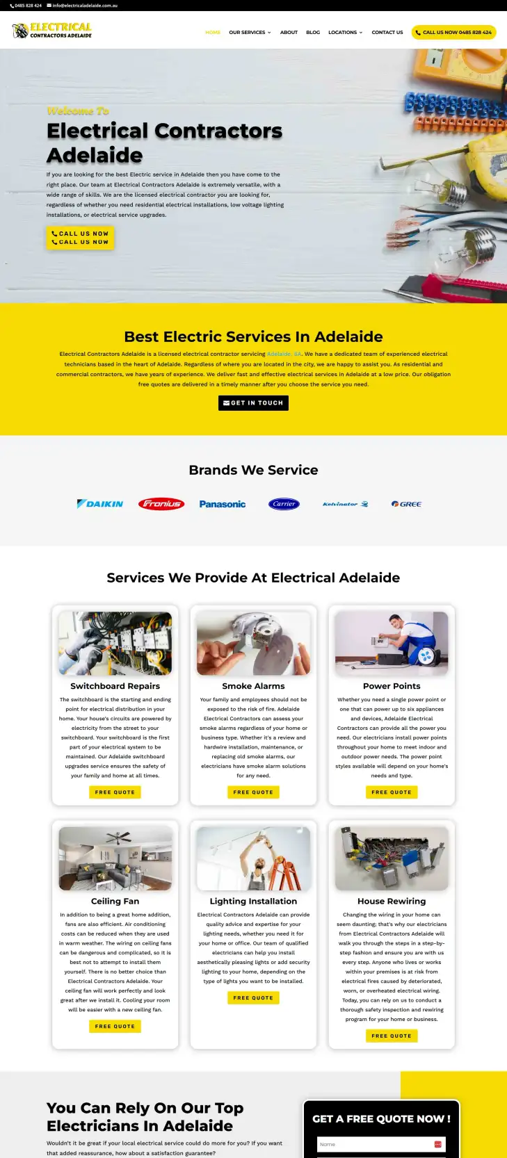 Smart website for electrician in Adelaide with automated follow-up and CRM system