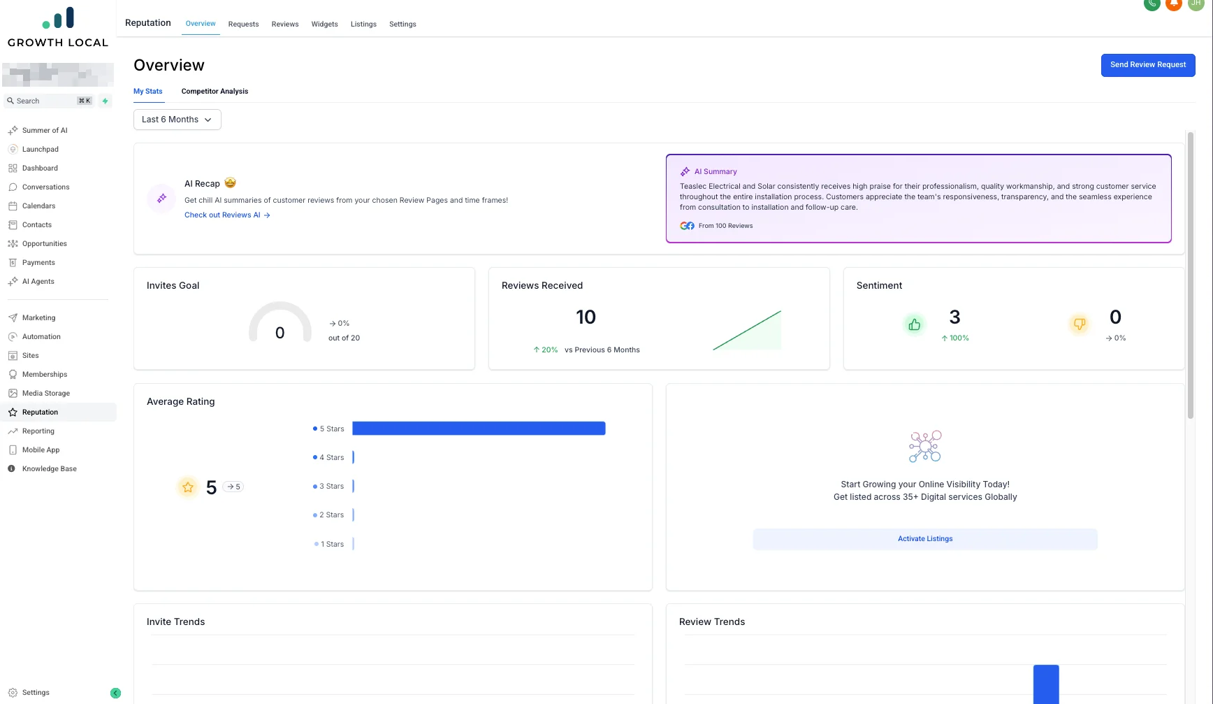 Growth local servicem8 dashboad automated reviews