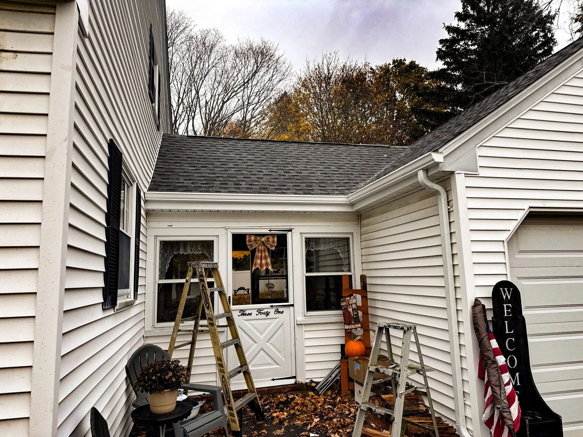 New White Gutters And Downspouts