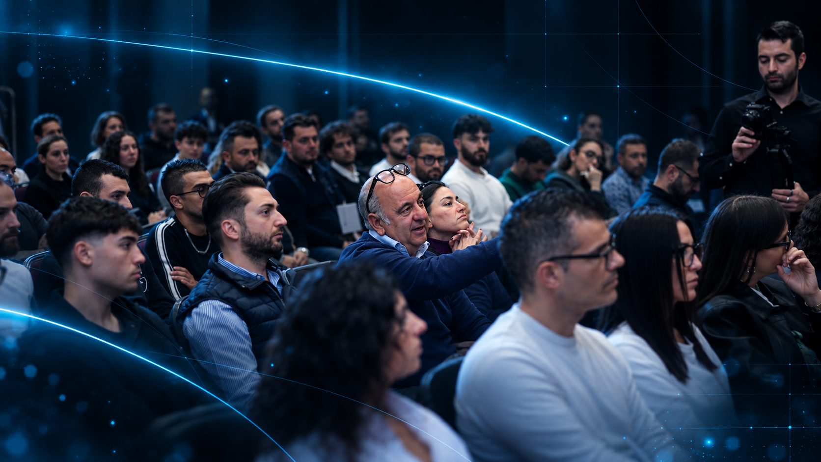 Momento di un incontro di Michele Roncone con imprenditori