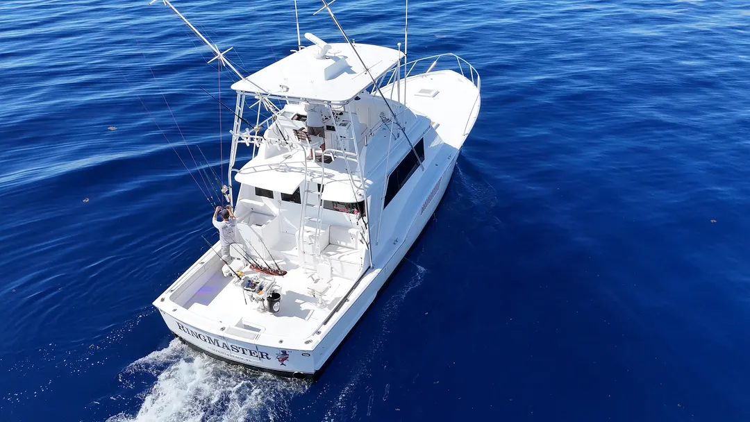 RingMaster 53’ Hatteras at the marina in Pompano Beach