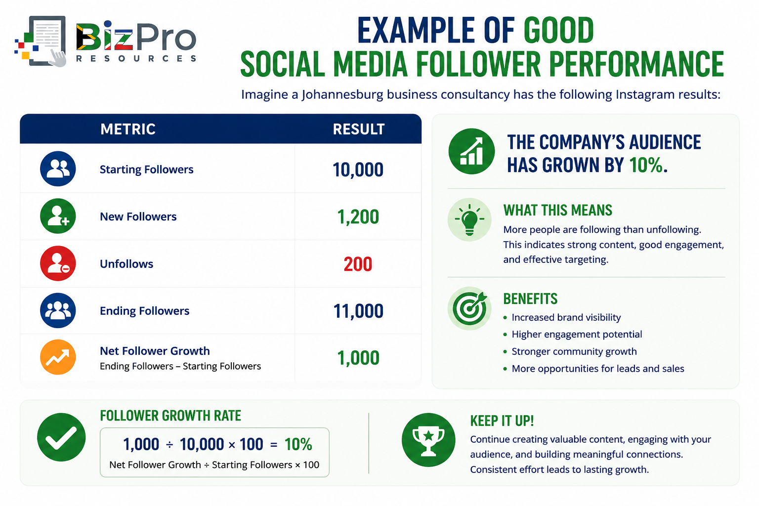 Example of Good Social Media Follower Performance
