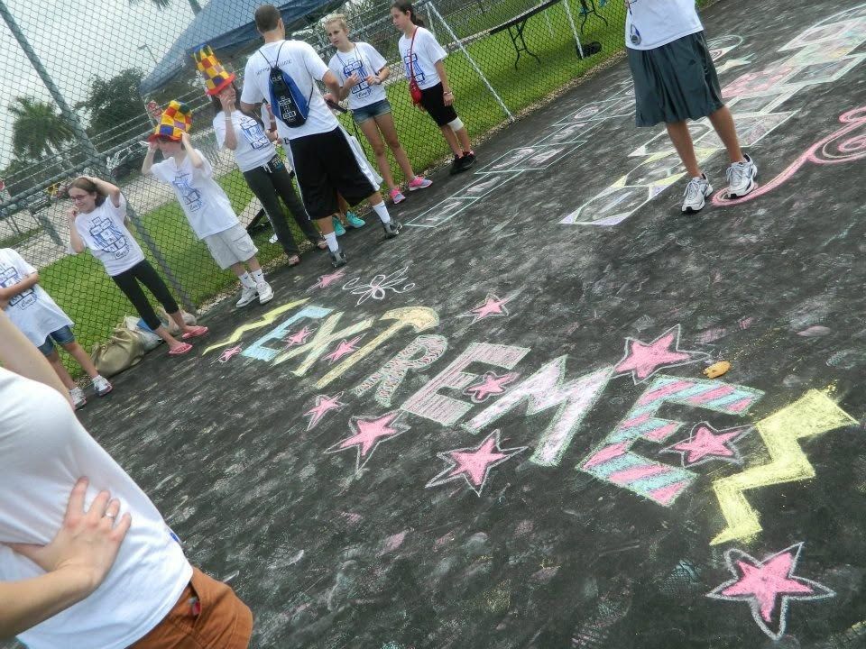 EXTREME Hopscotch, chalked on the court at a Hopping 4 A Cure event.