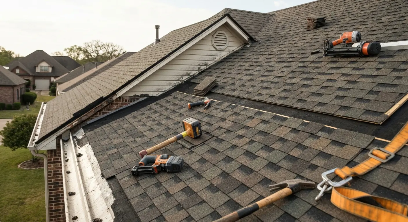 Residential roof repair in Norman