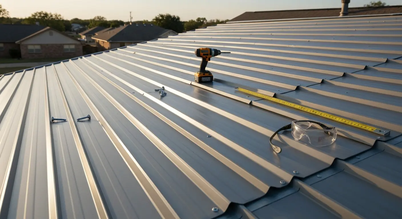 Metal roof installation Mustang