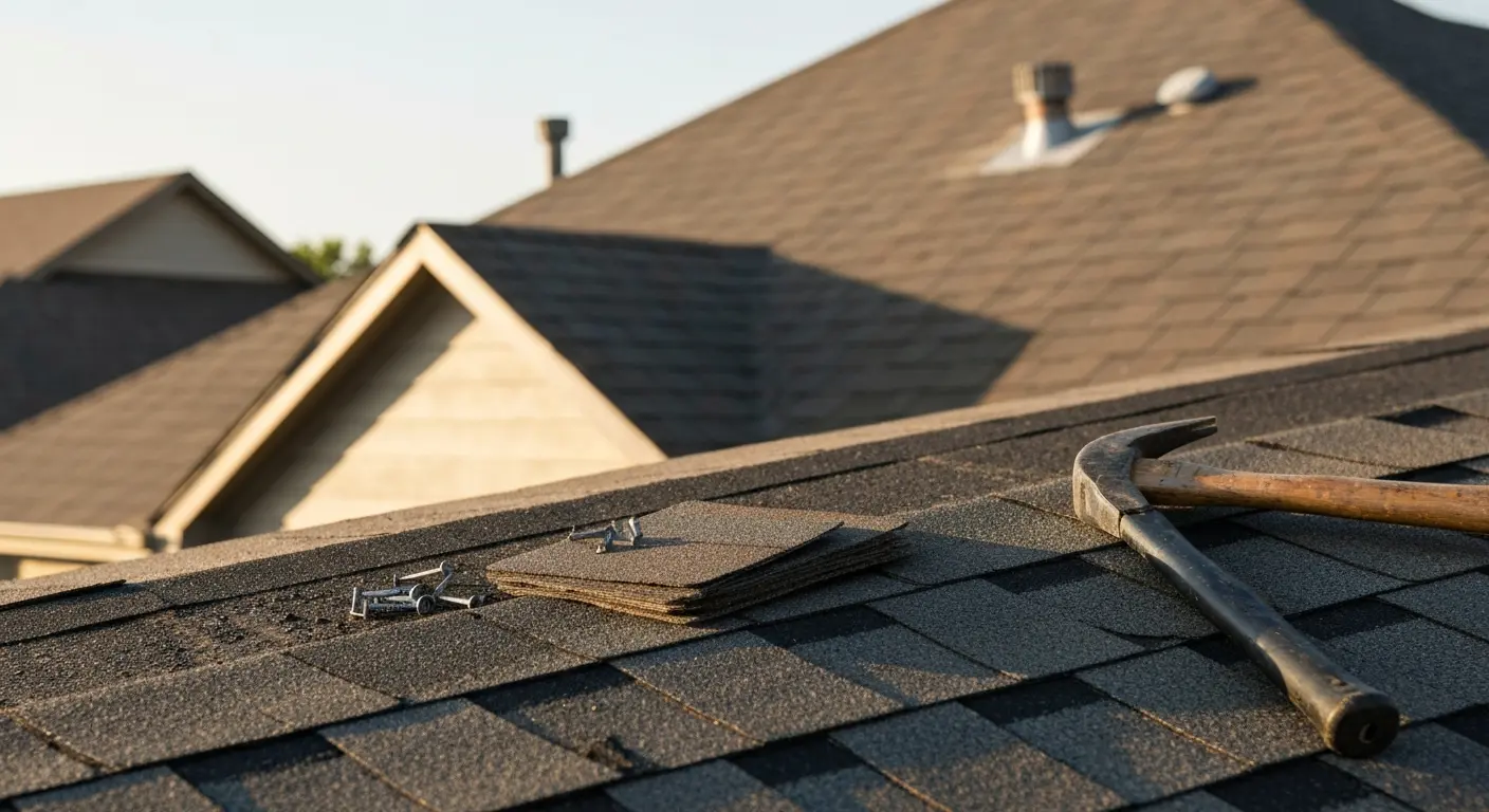 Residential roof repair in Blanchard